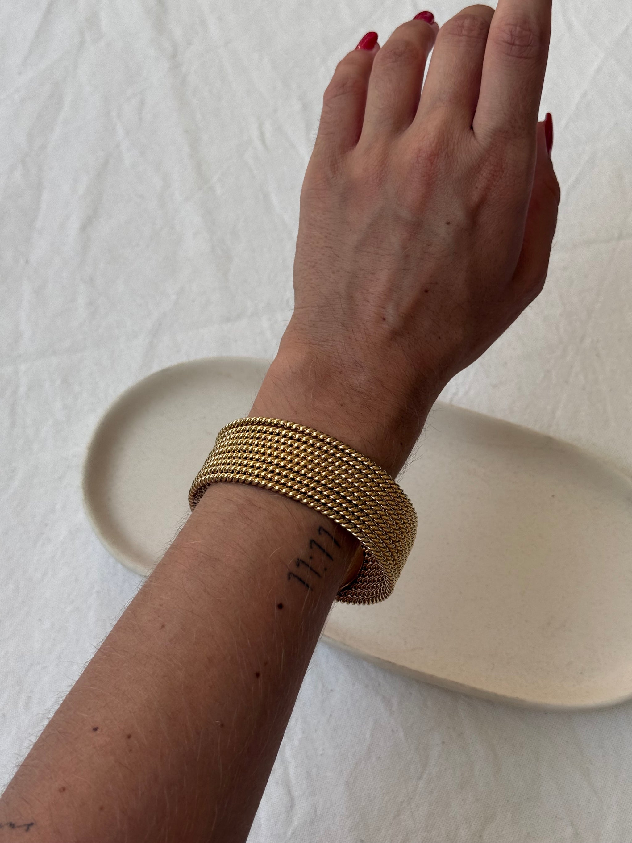 Bracelet Avon vintage - Manchette multirangs torsadés