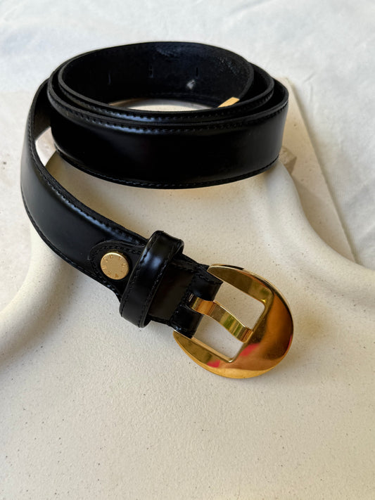 Ceinture Givenchy vintage - Cuir noir et boucle dorée