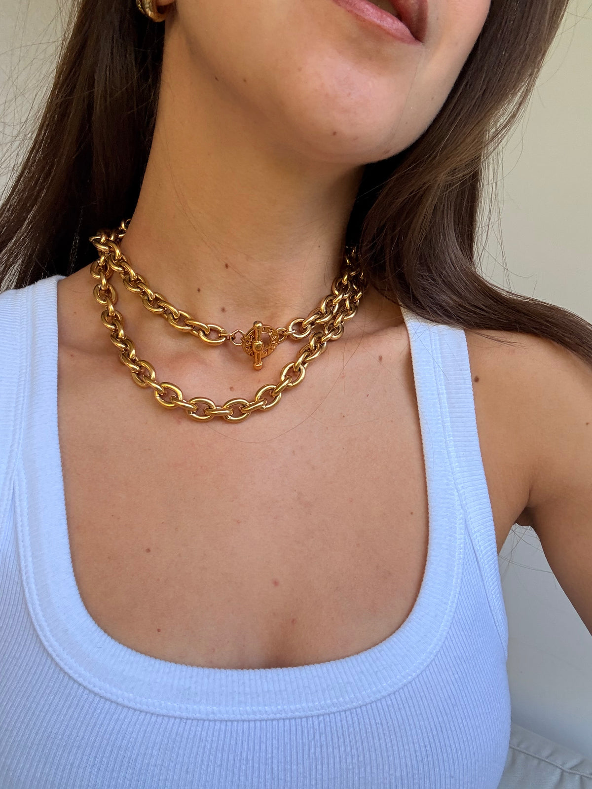Collier Agatha Vintage - Sautoir maille dorée