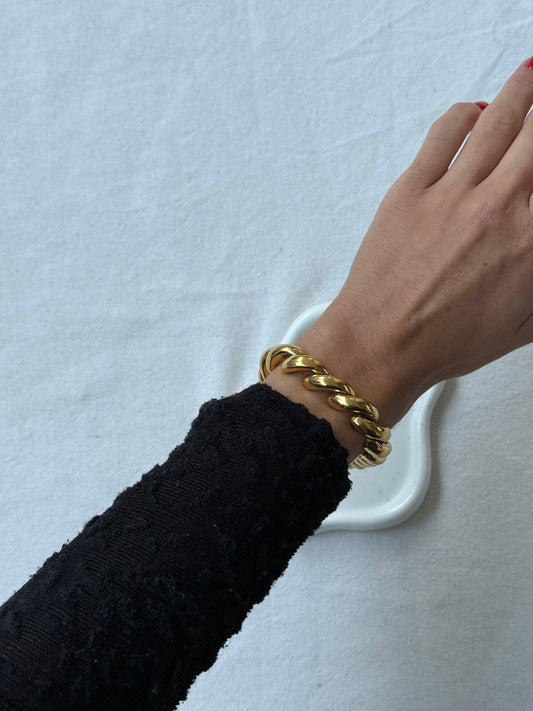 Bracelet vintage - Maille torsadée dorée