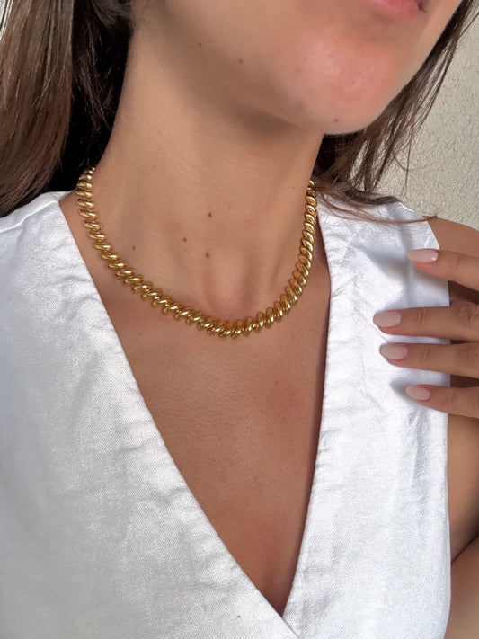 Collier Monet vintage - Maillons bombés dorés