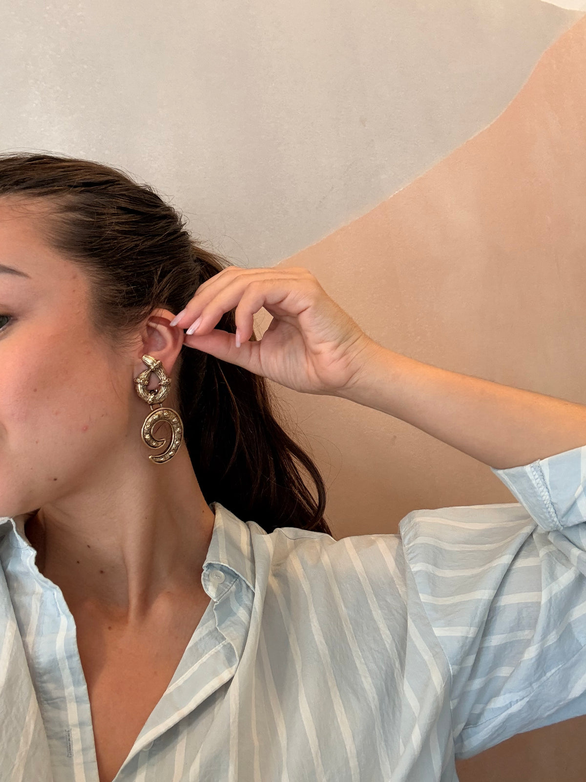 Boucles d’oreilles vintage - Spirales et motifs sculptés