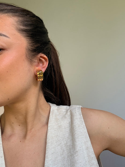 Boucles d’oreilles vintage - Créoles torsadées dorées