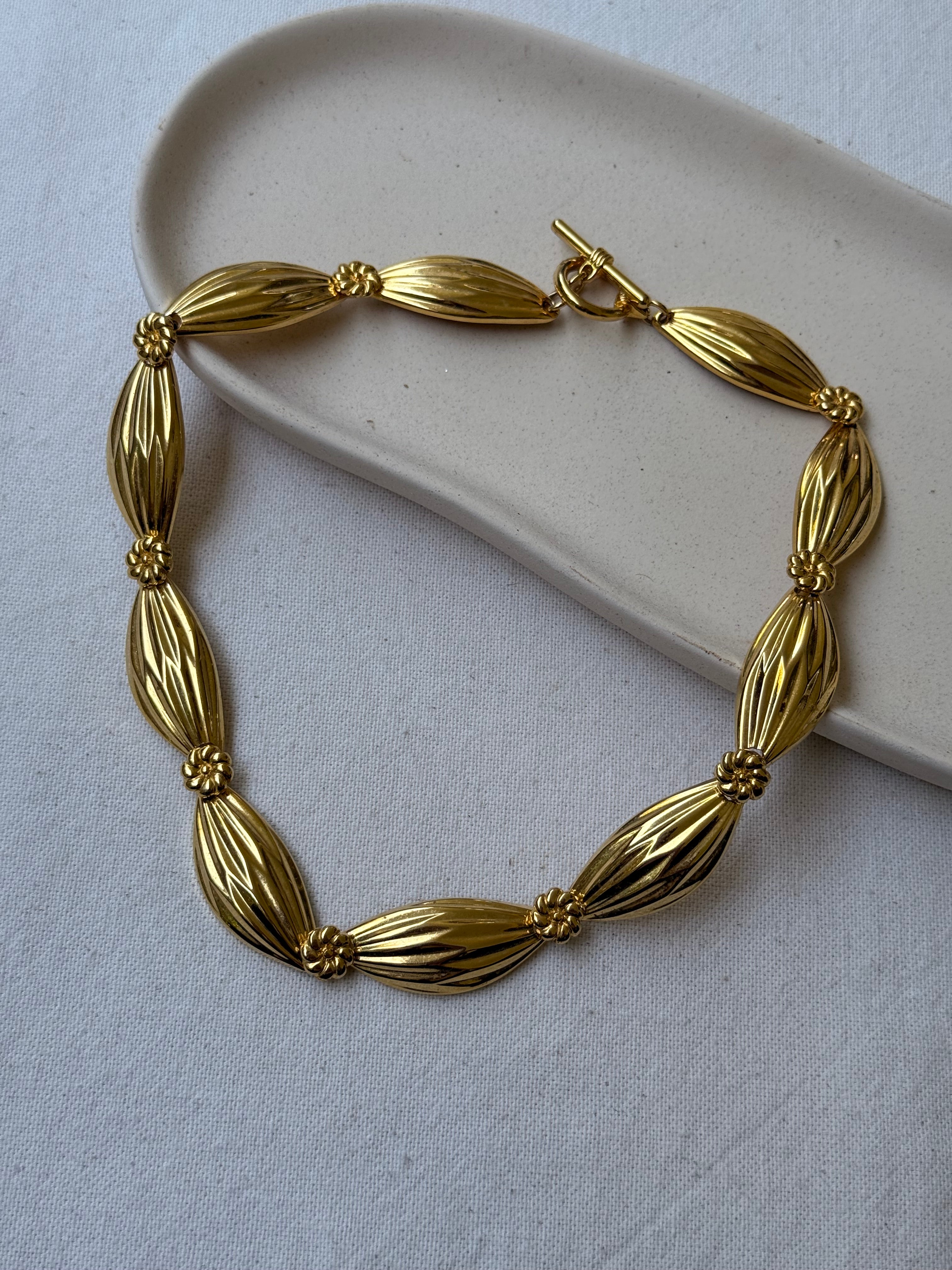 Collier doré vintage - Maillons bombés matelassés