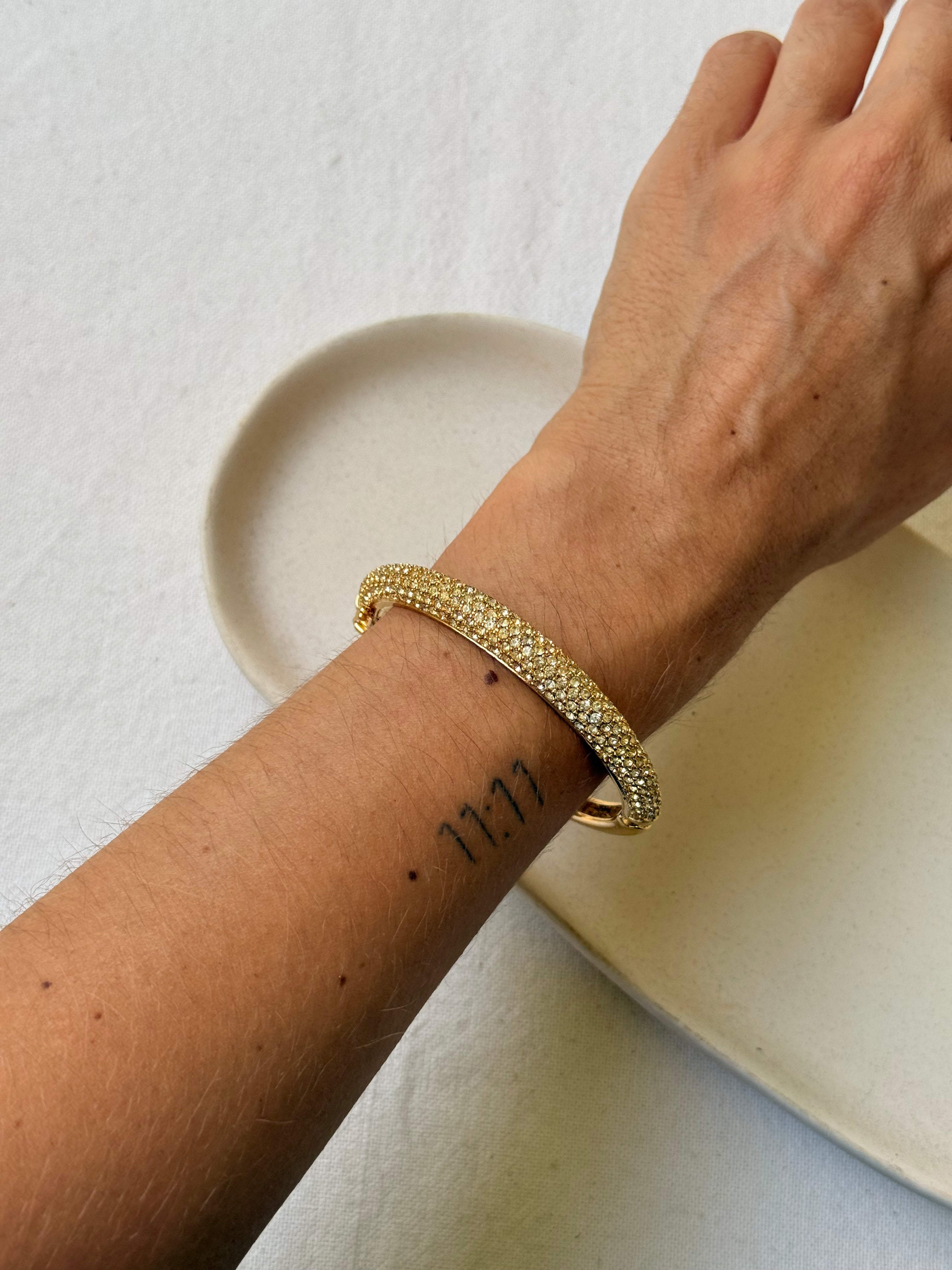 Jonc Christian Dior vintage - Doré orné de strass