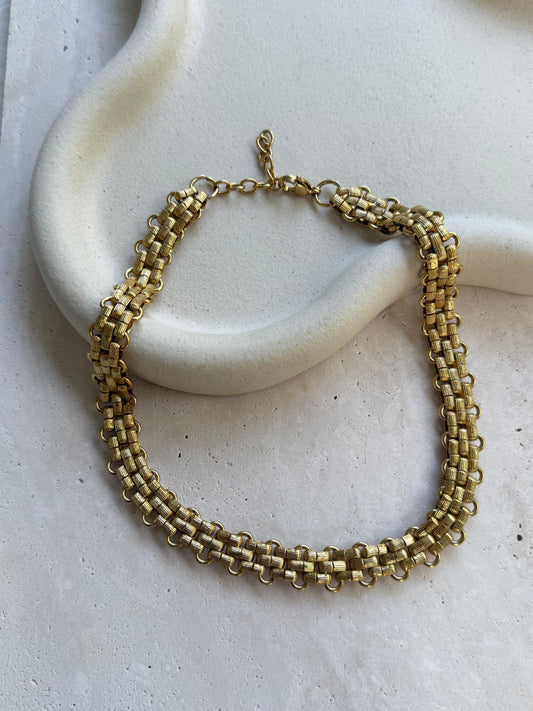 Collier doré vintage - Maille tissée dorée