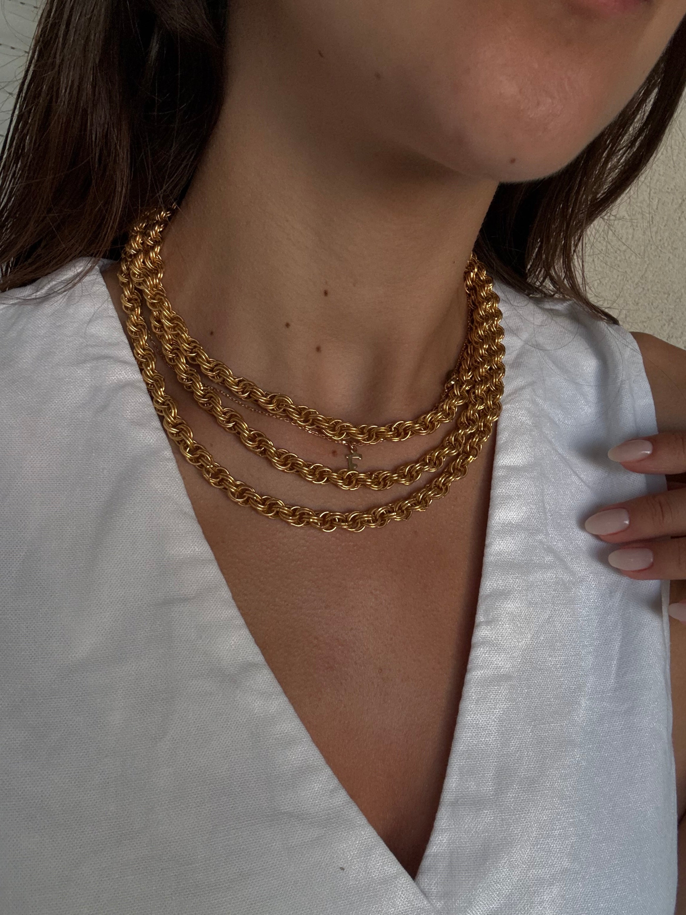 Collier Monet vintage - Doré 3 rangs