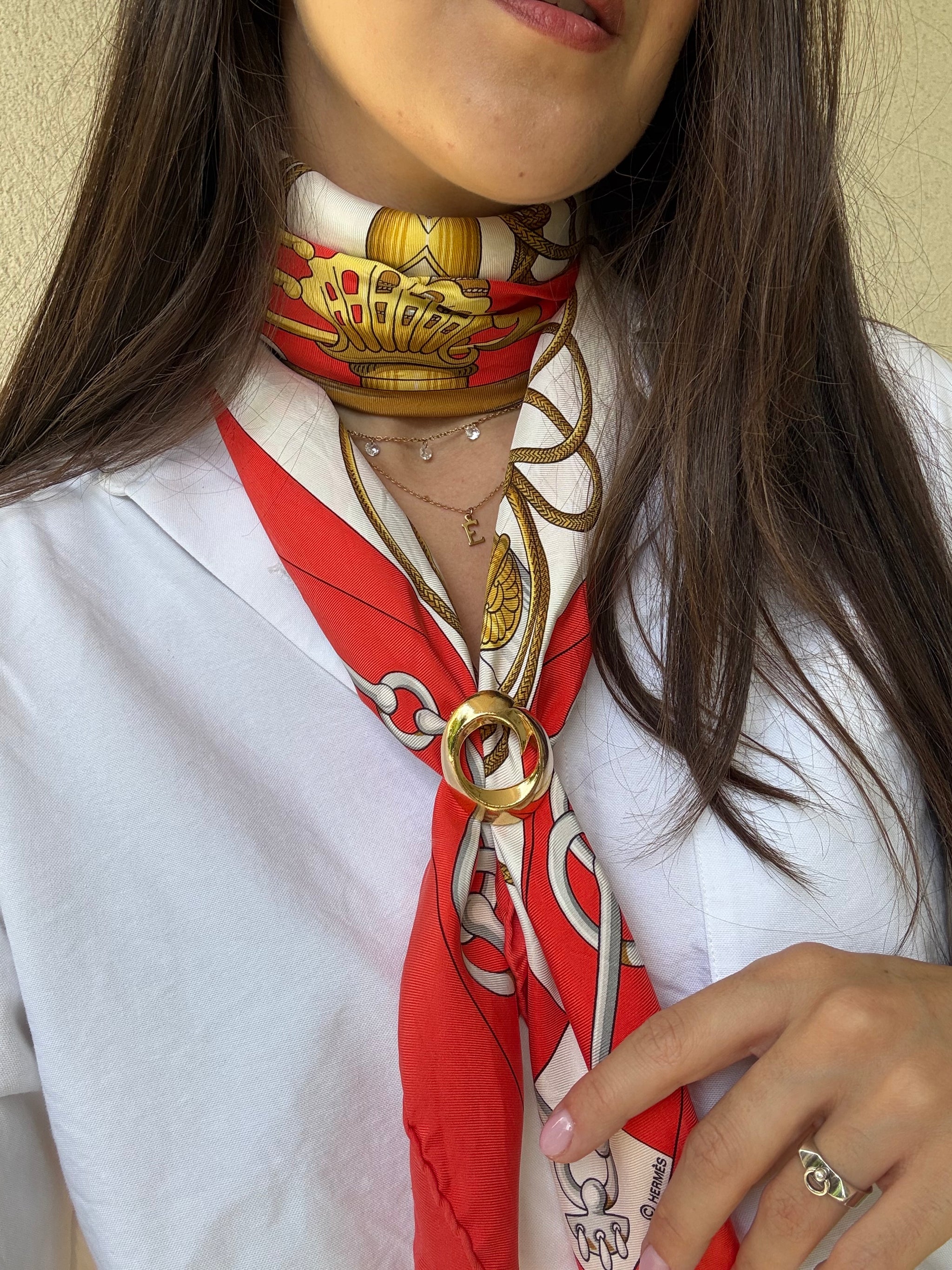 Anneau de foulard vintage - Anneau stylisé doré