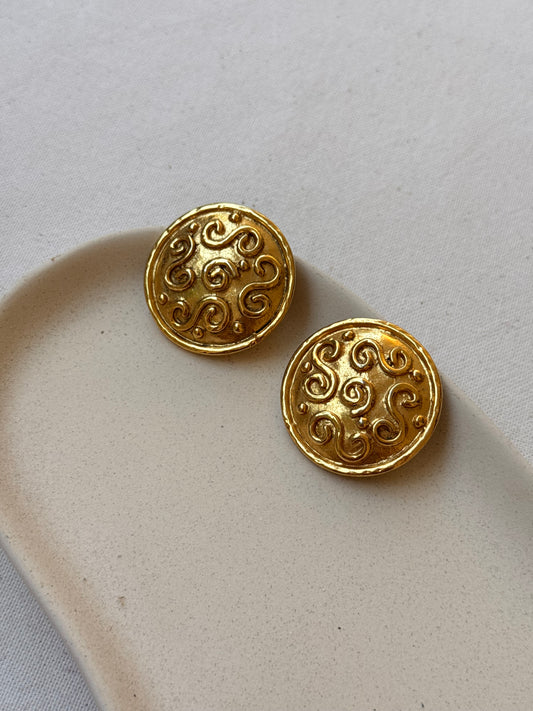 Boucles d’oreilles Édouard Rambaud vintage - Rondes motifs arabesques