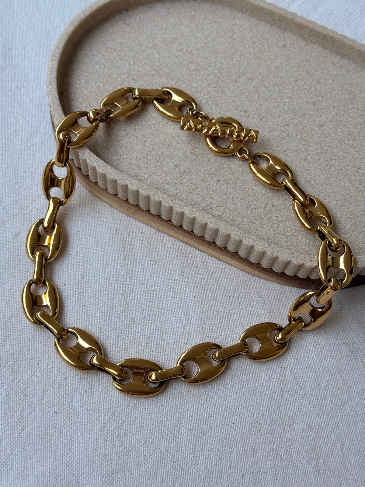 Collier Agatha Vintage - Maille marine dorée