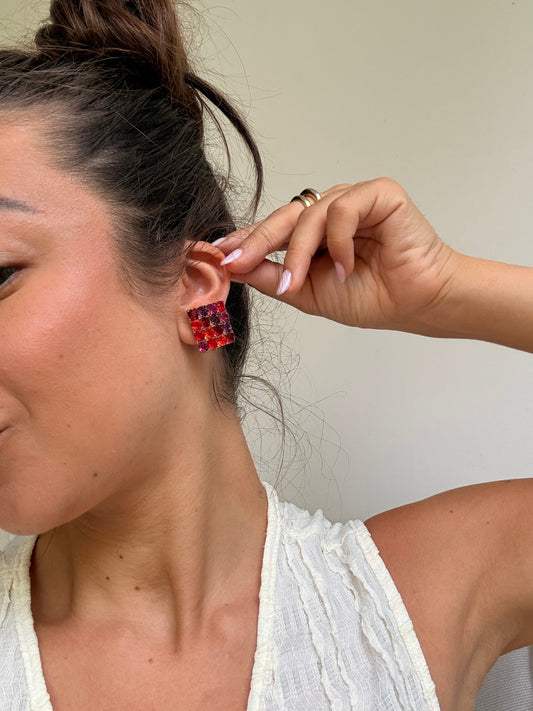 Boucles d’oreilles vintage - Strass colorés