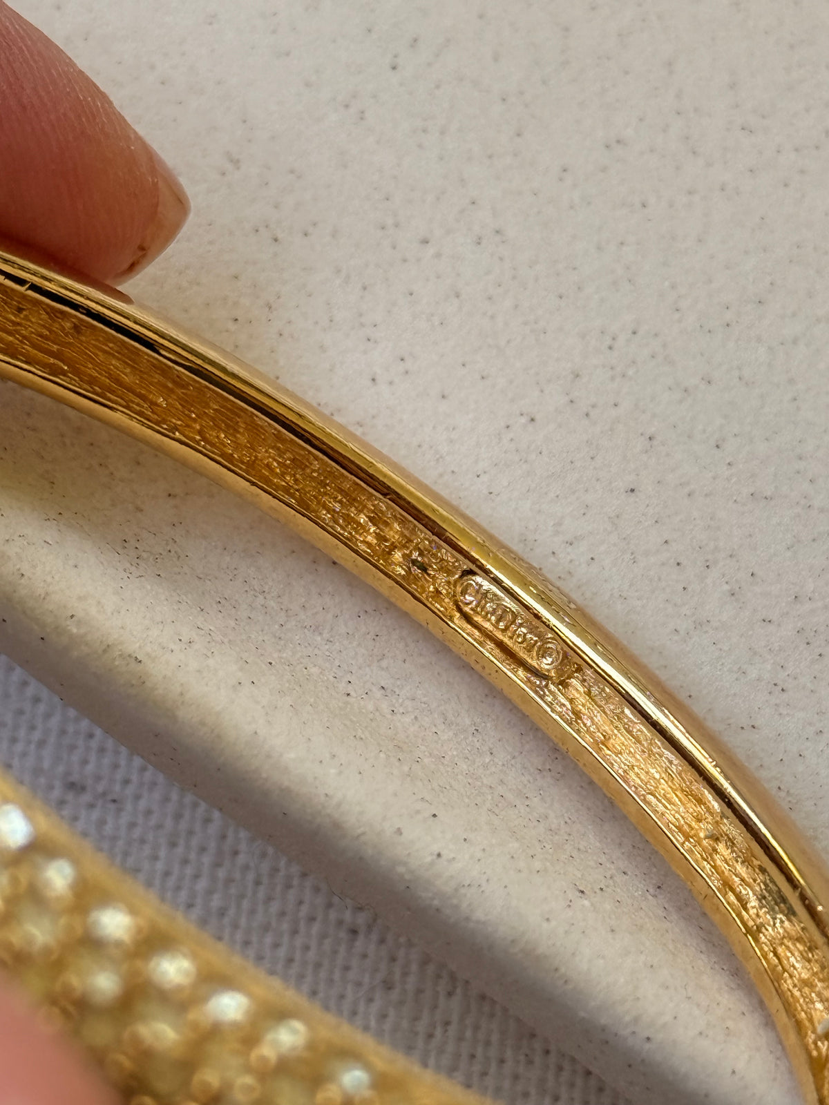 Jonc Christian Dior vintage - Doré orné de strass