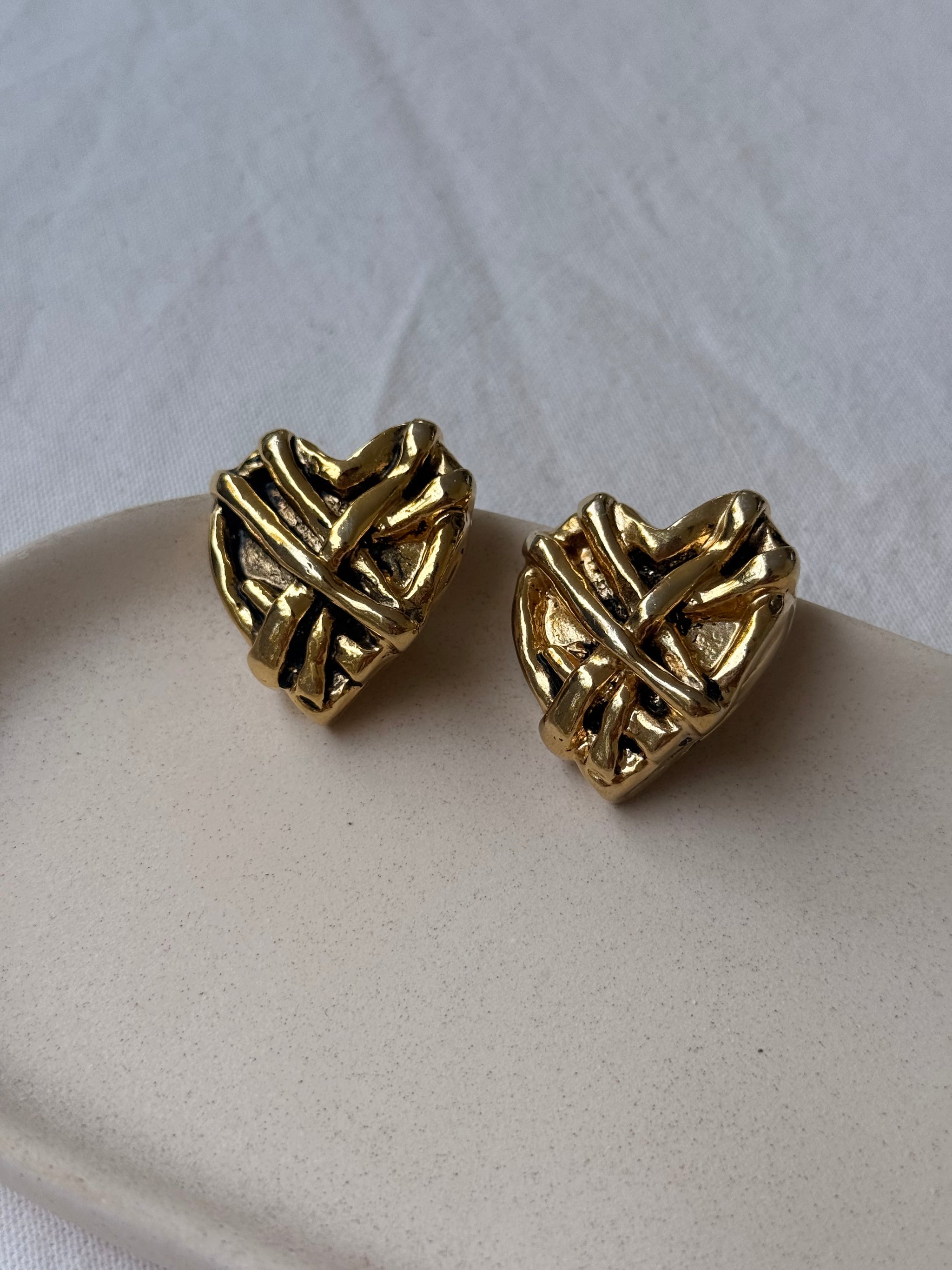 Boucles d’oreilles vintage - Cœurs XXL en résine