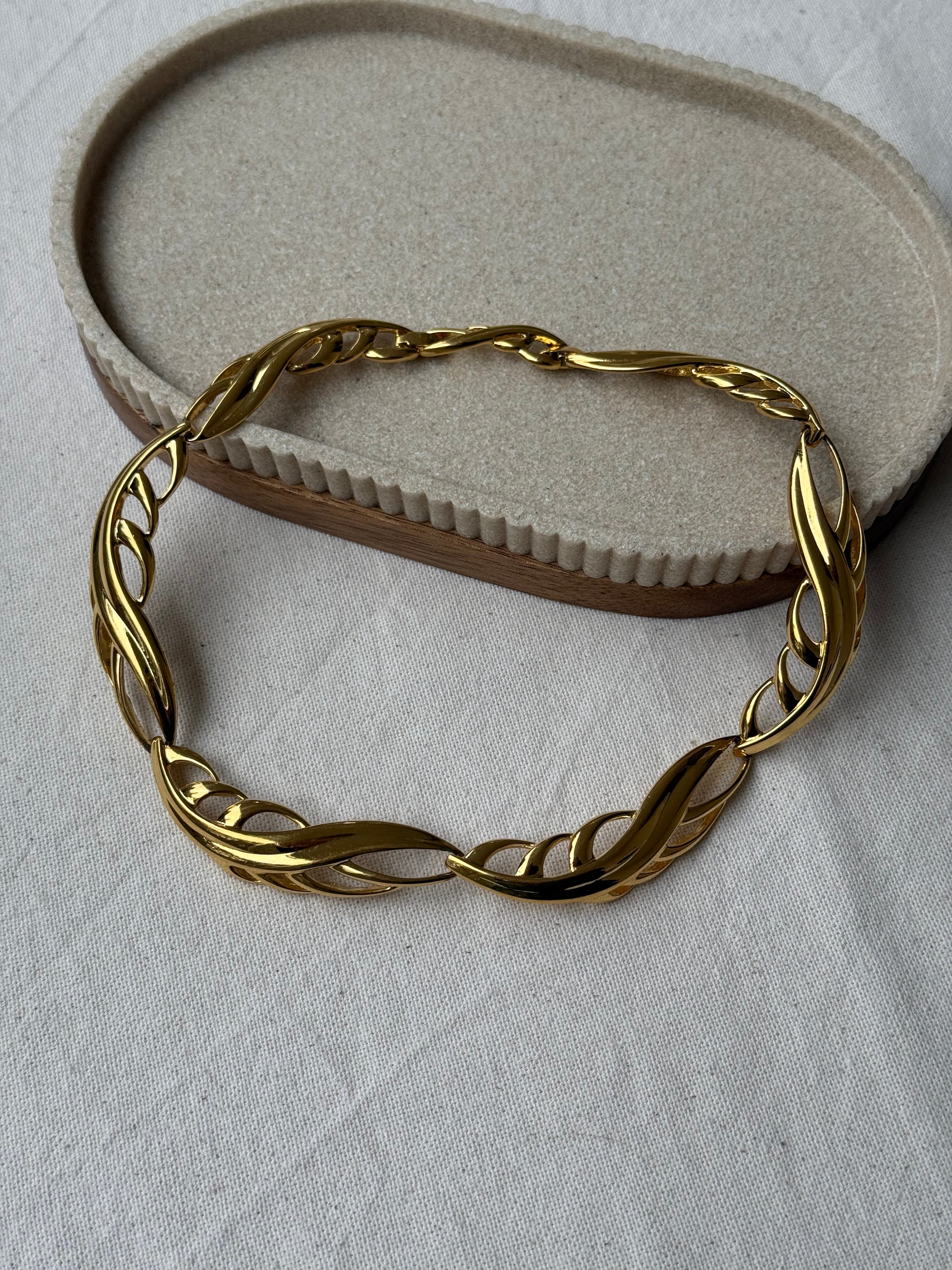 Collier Monet vintage - Maillons ajourés feuillage