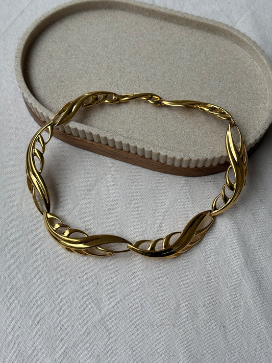 Collier Monet vintage - Maillons ajourés feuillage