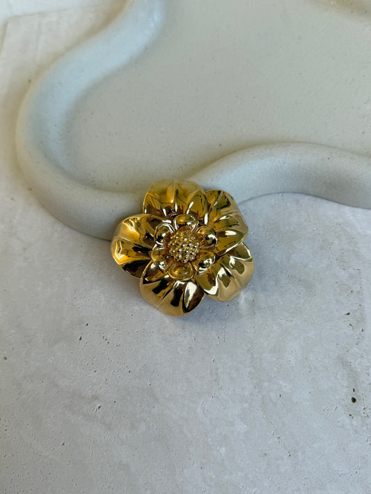 Broche Bijoux Cascio vintage - Fleur dorée