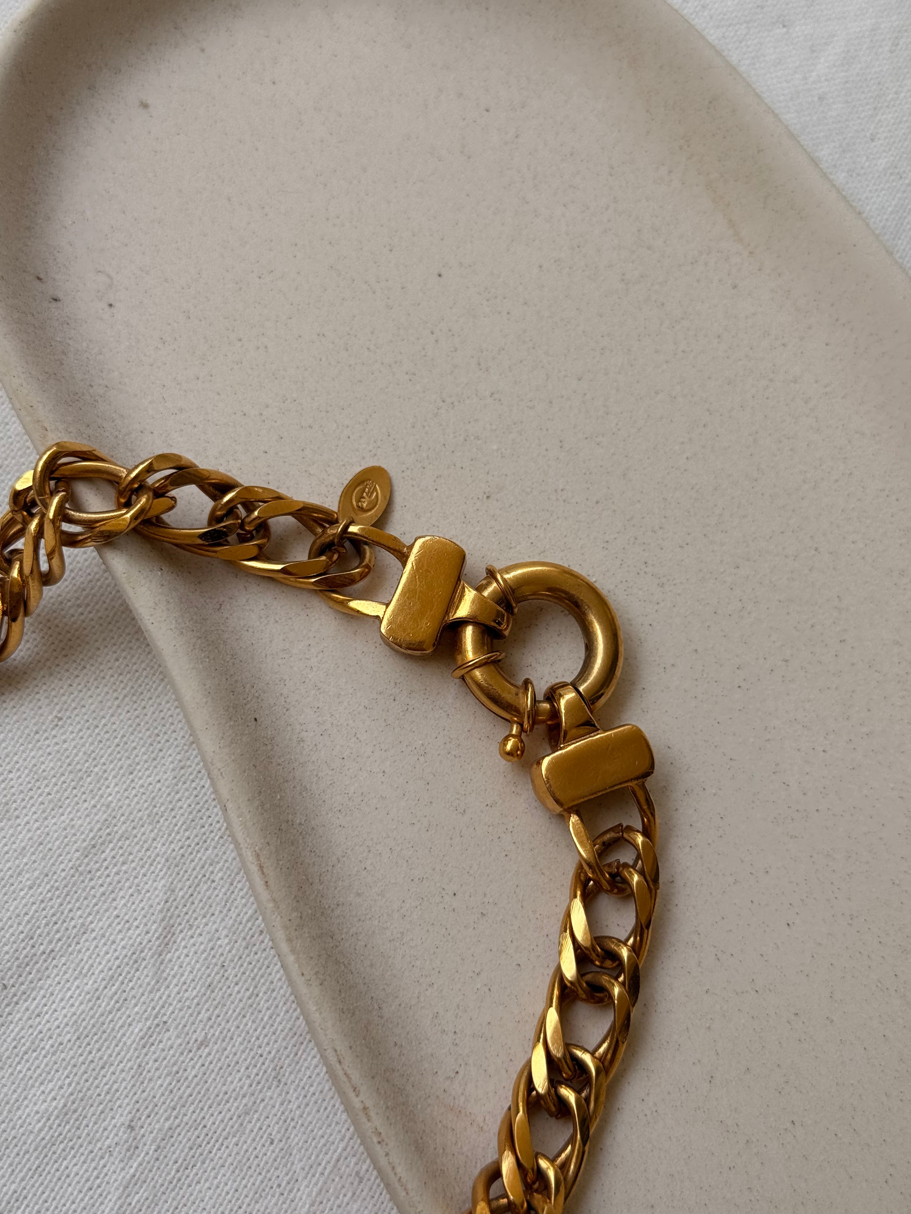 Collier Gontie vintage - Maille gourmette dorée