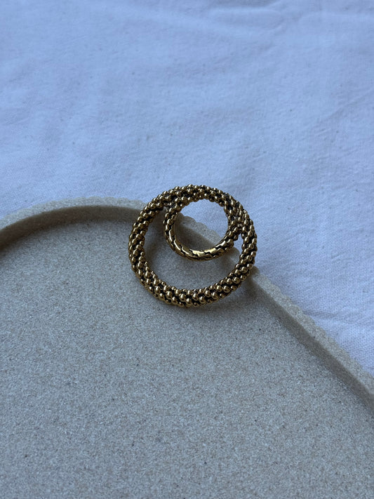 Anneau de foulard YSL vintage - Double anneaux dorés