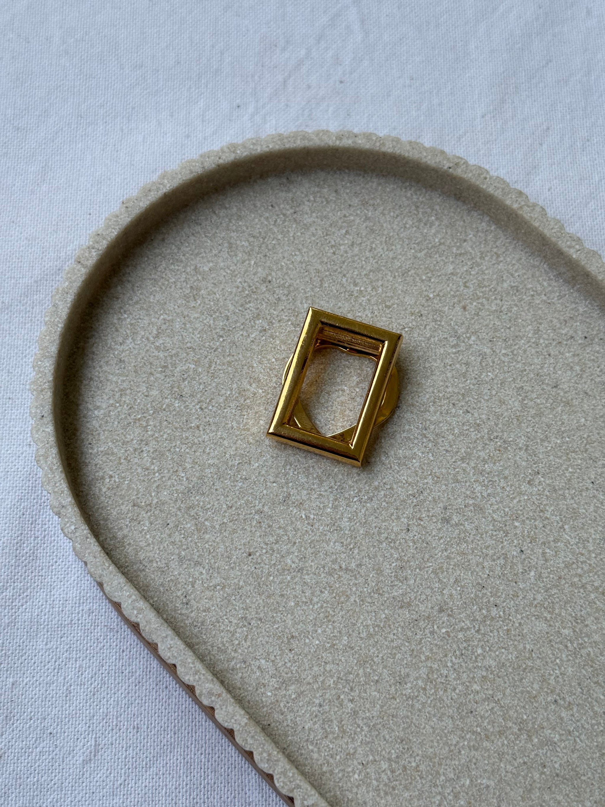 Anneau de foulard vintage - Cadre géométrique doré