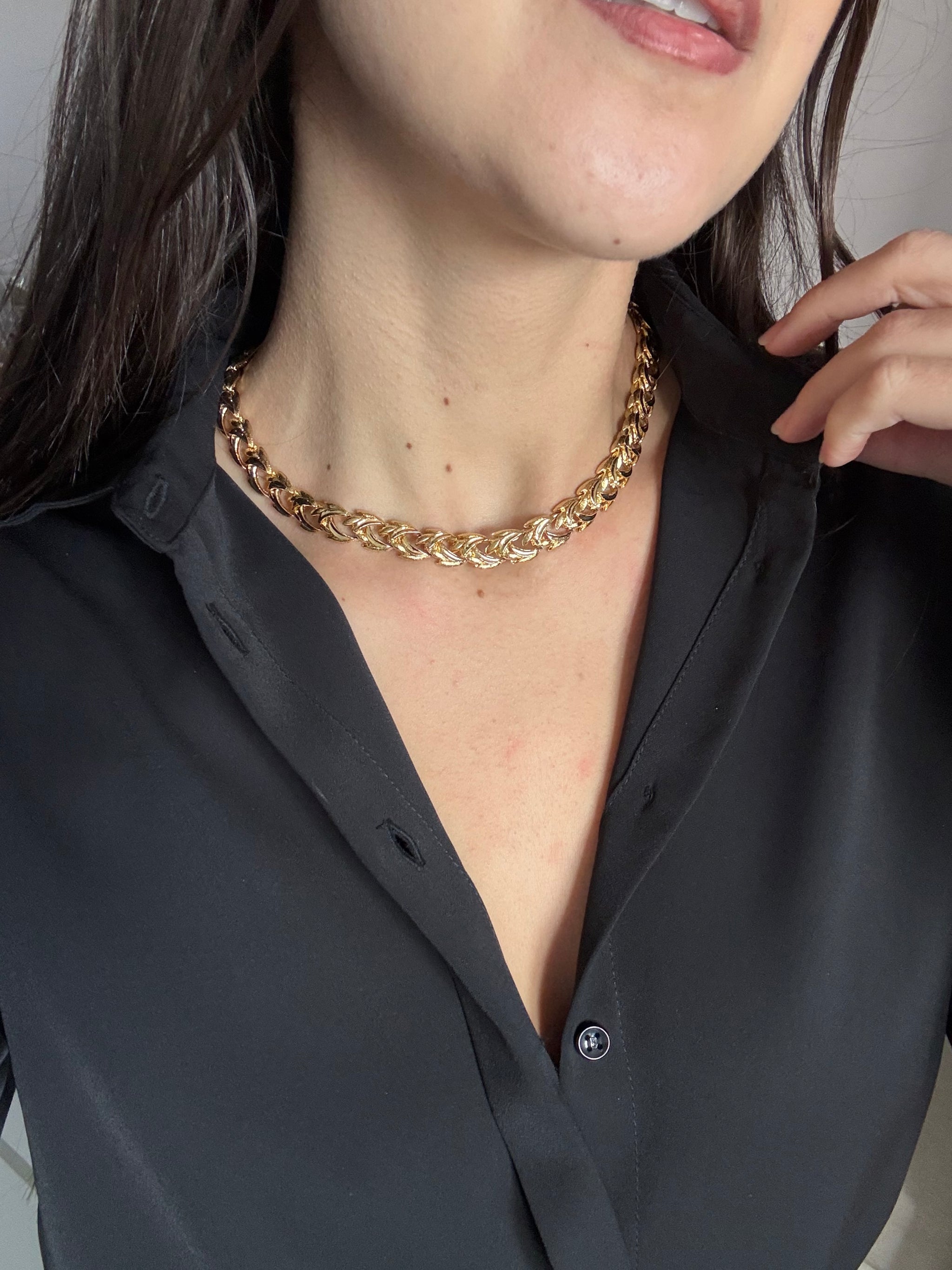 Collier doré vintage - Maille dorée travaillée