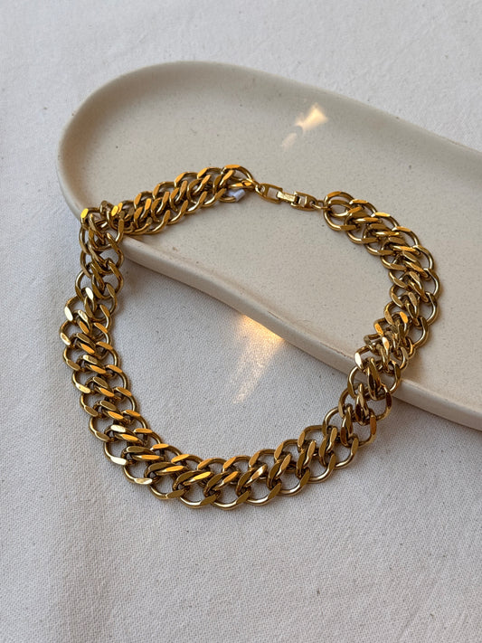 Collier Napier vintage - Maille double dorée