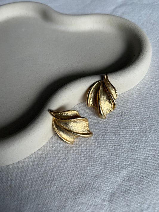 Boucles d’oreilles vintage - Feuilles sculptées