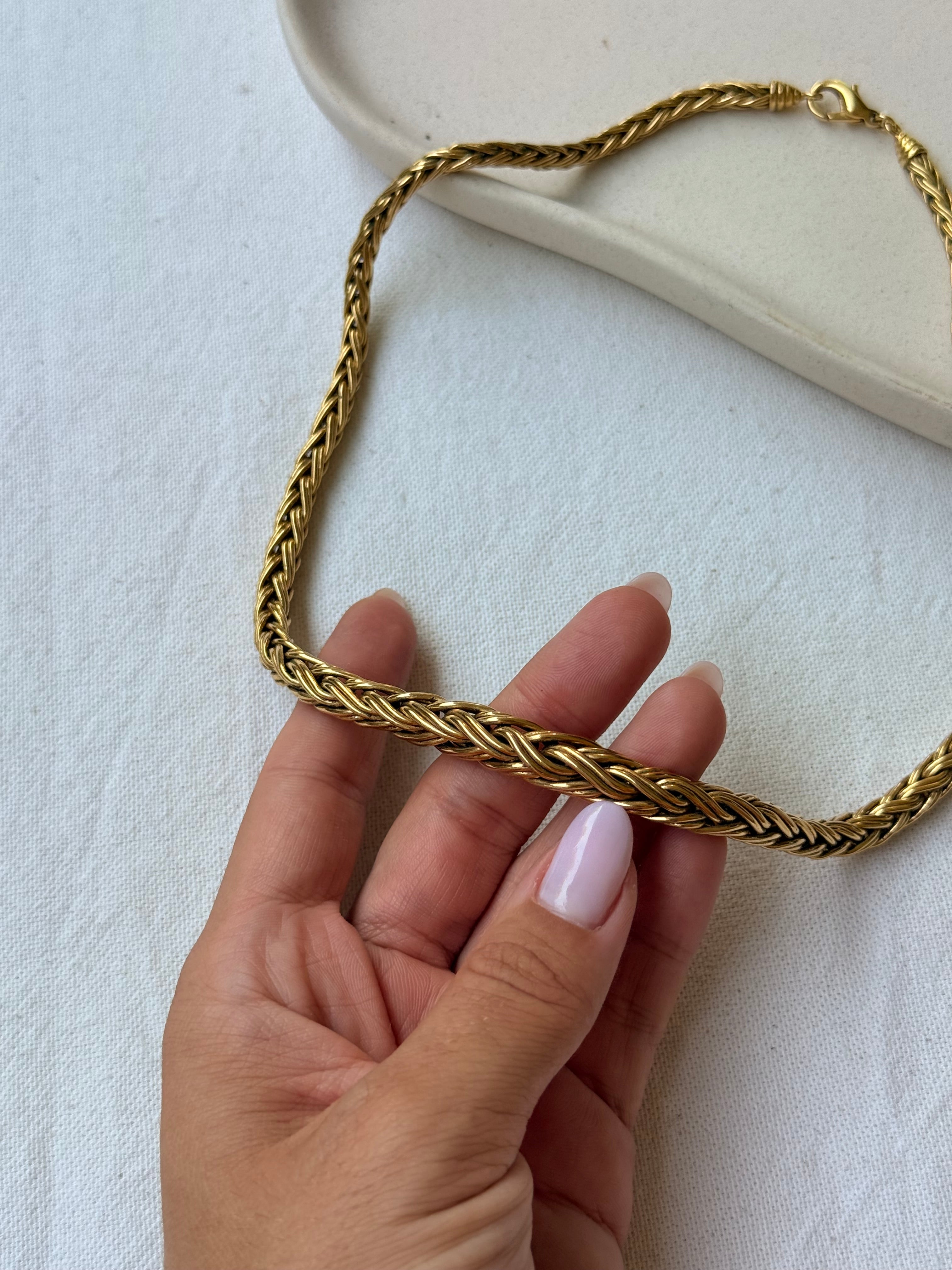 Collier doré vintage - maille palmier