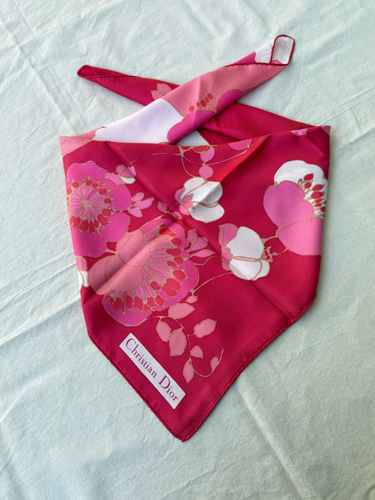 Foulard Christian Dior – Modèle fleurs fuchsia