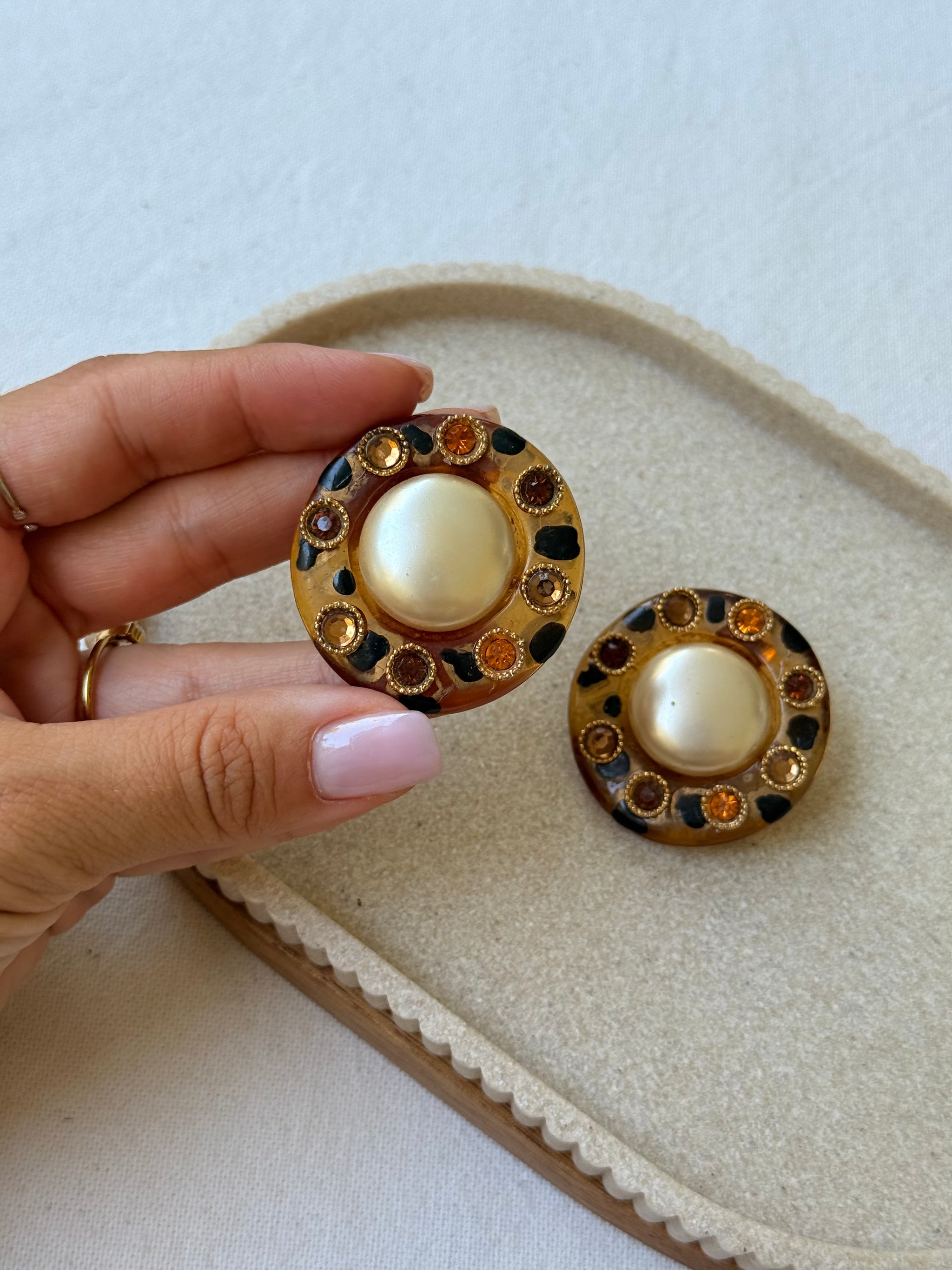 Boucles d’oreilles Jacky de G vintage - Design animalier et perle