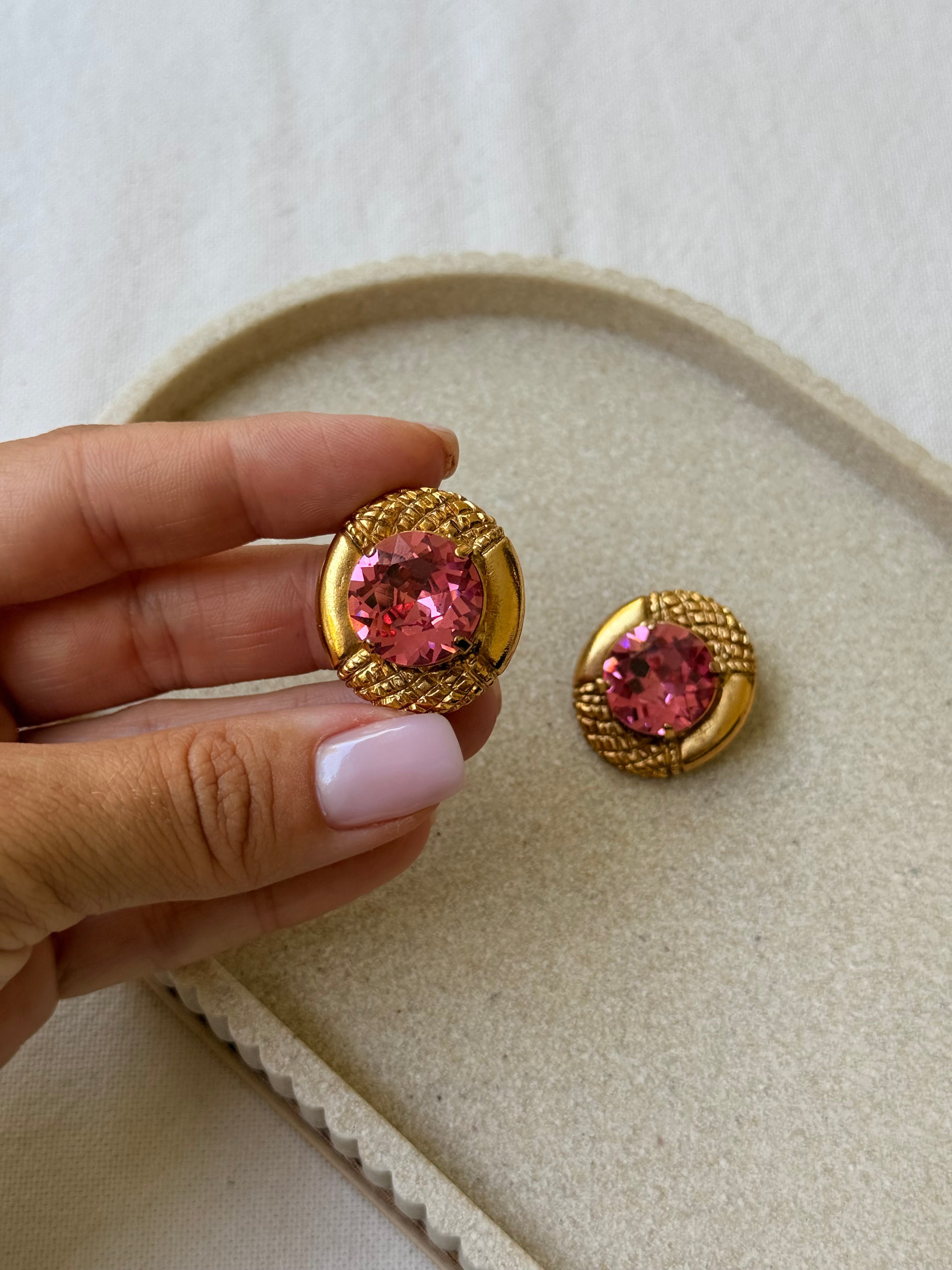 Boucles d’oreilles Sonia Rykiel vintage - Cristal rose