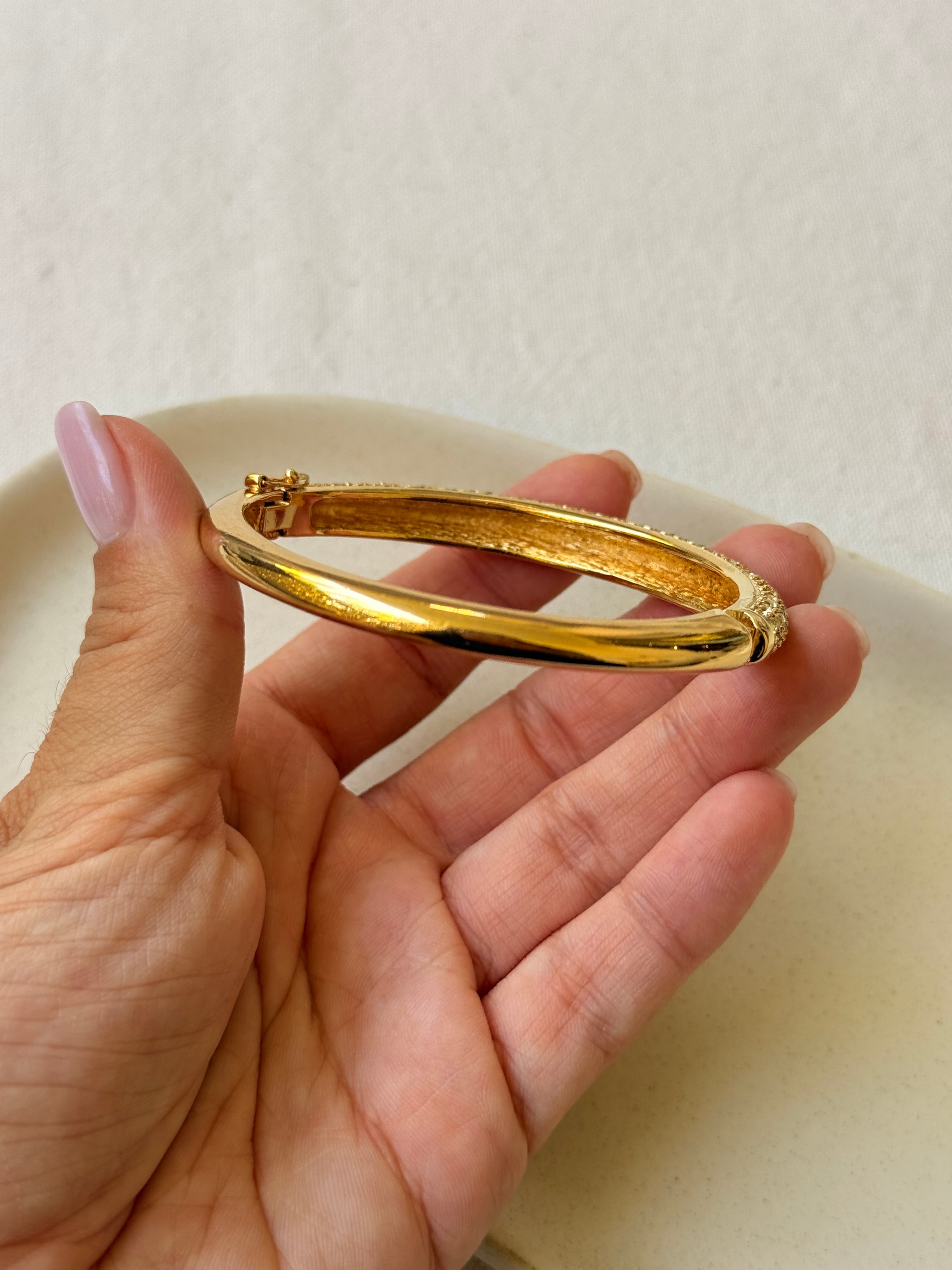 Jonc Christian Dior vintage - Doré orné de strass
