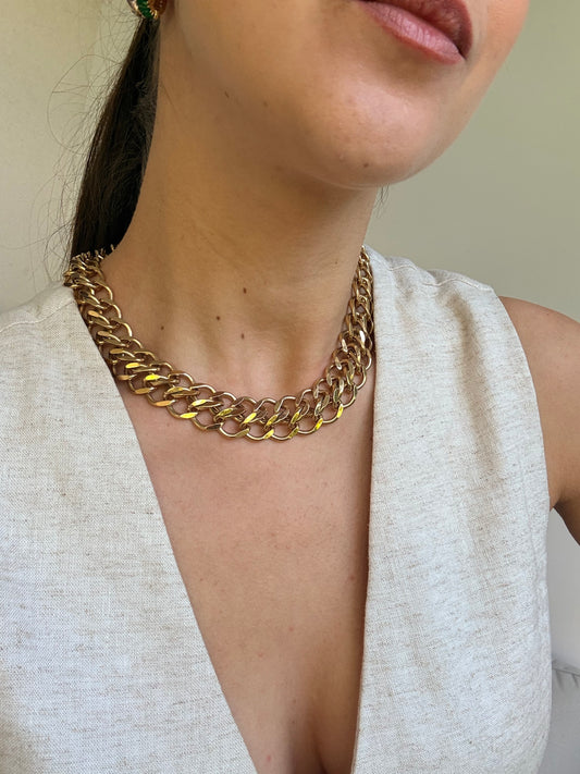 Collier Napier vintage - Maille double dorée