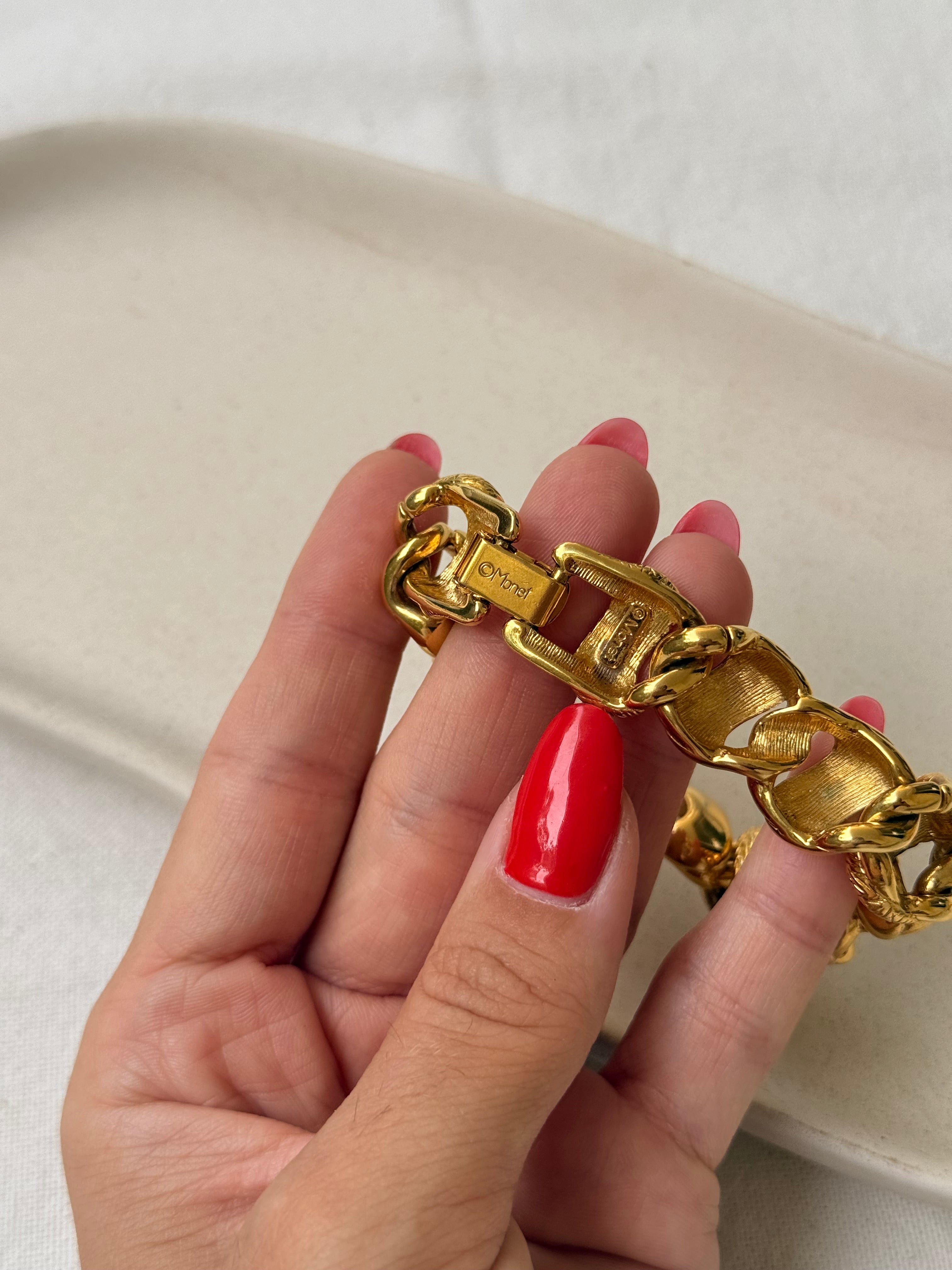 Bracelet Monet vintage - Maille torsadée dorée