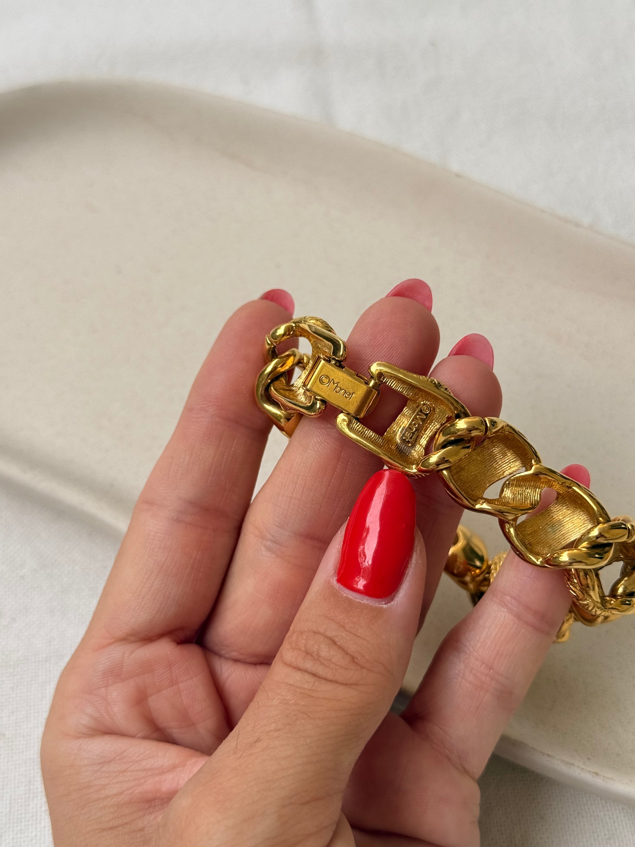 Bracelet Monet vintage - Maille torsadée dorée