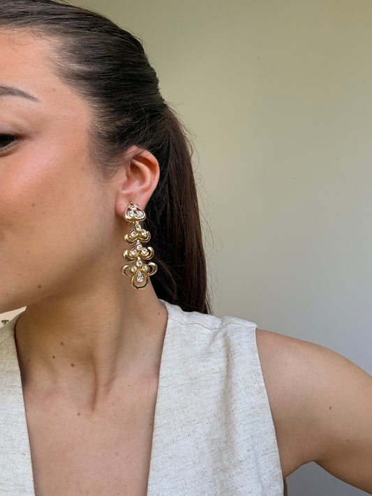 Boucles d’oreilles vintage - Pendantes ornées de strass