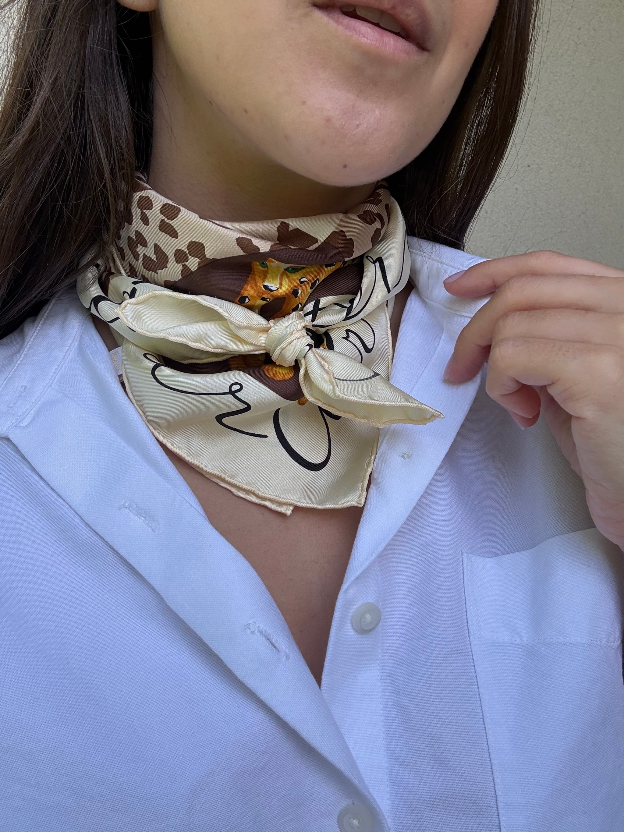 Foulard Cartier – Modèle marron et panthères