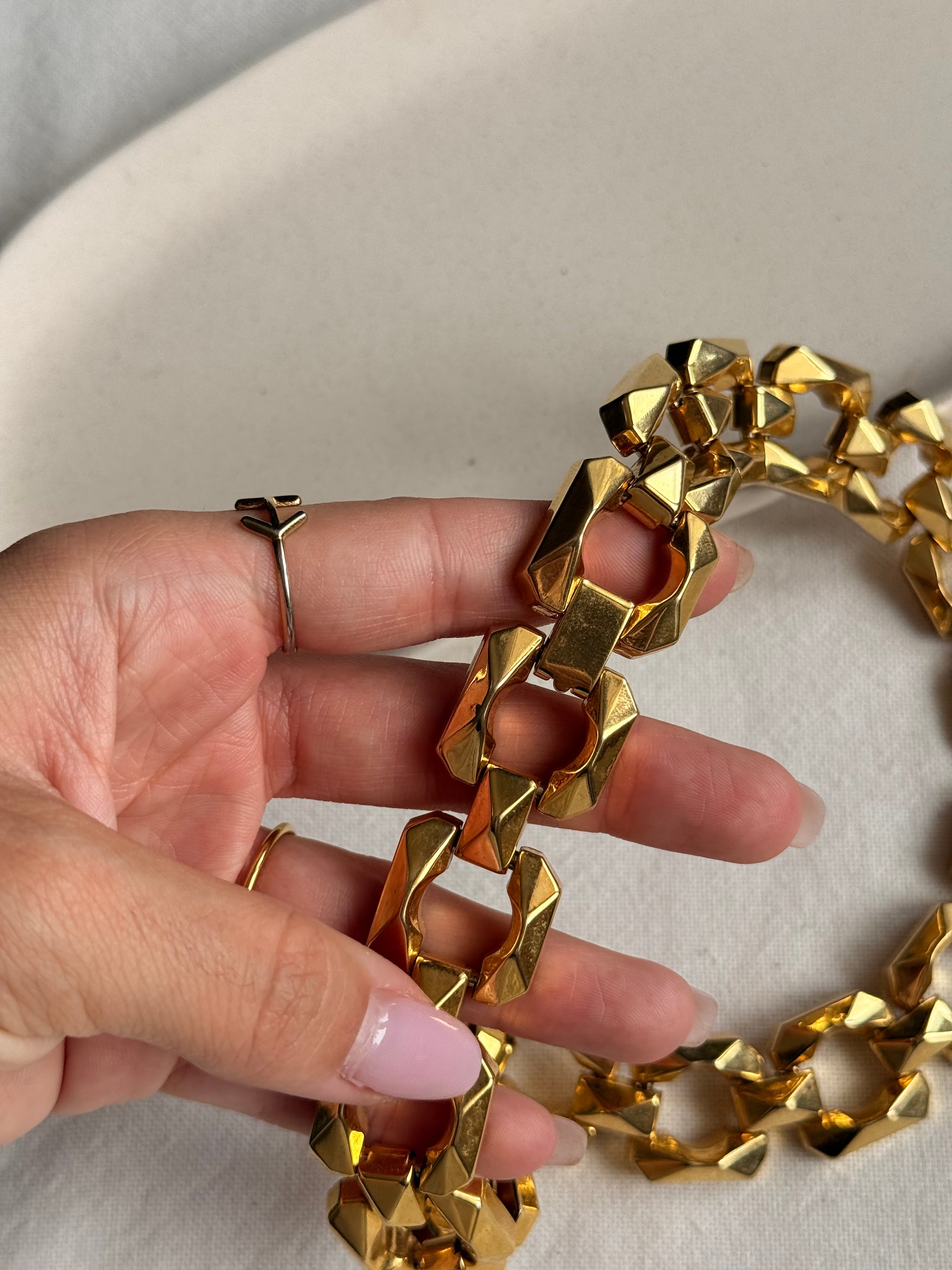 Collier doré vintage - Maillons facettés