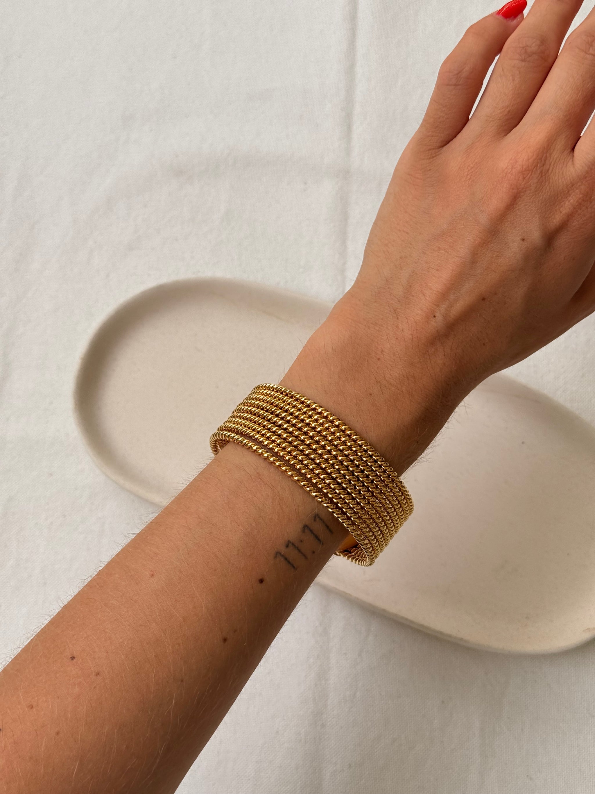 Bracelet Avon vintage - Manchette multirangs torsadés