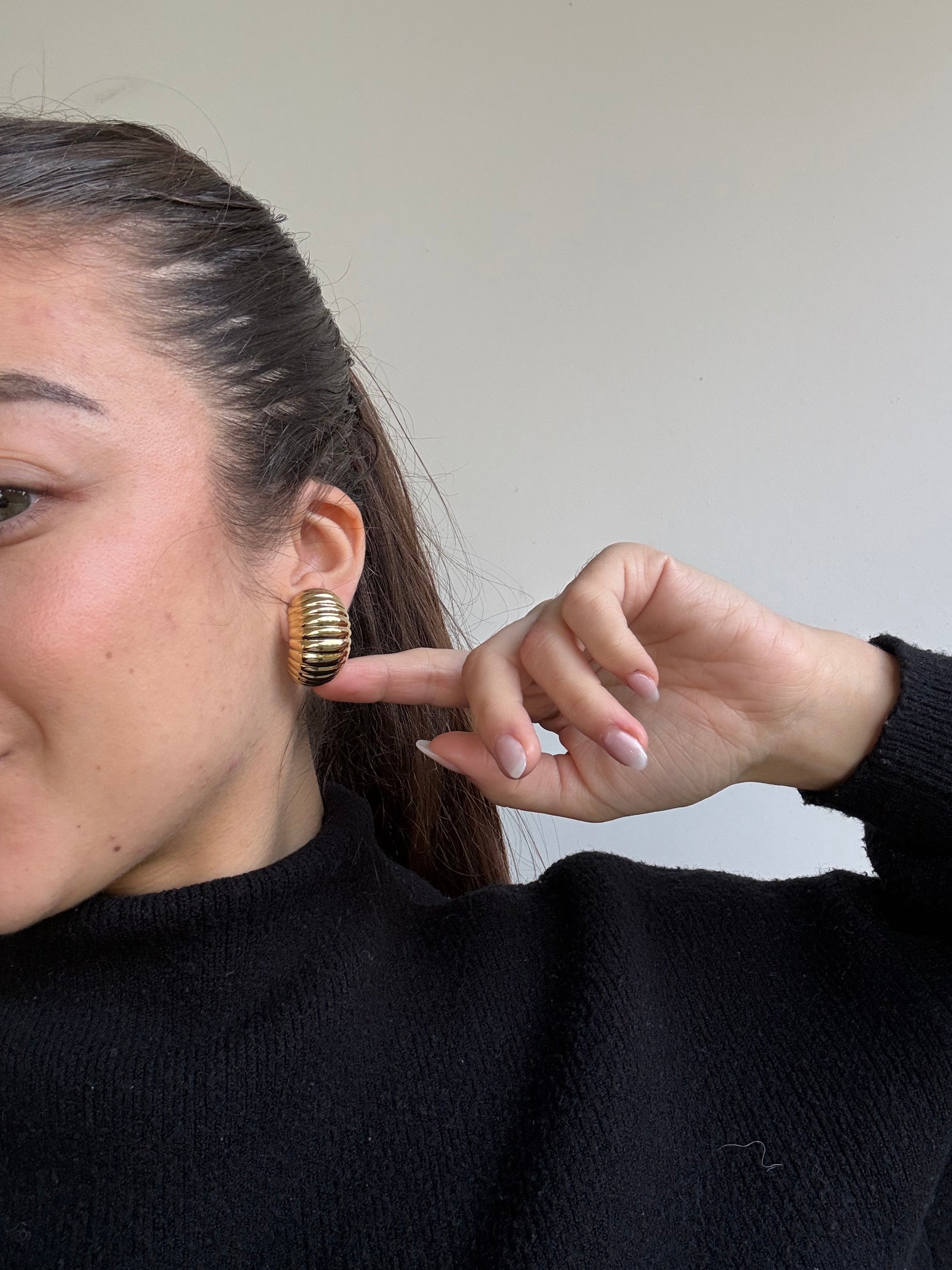 Boucles d’oreilles vintage - Créoles striées dorées