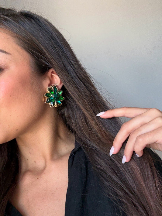 Boucles d’oreilles Kalinger vintage - Fleurs vertes