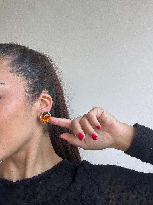 Boucles d’oreilles vintage - Cabochons ambrés