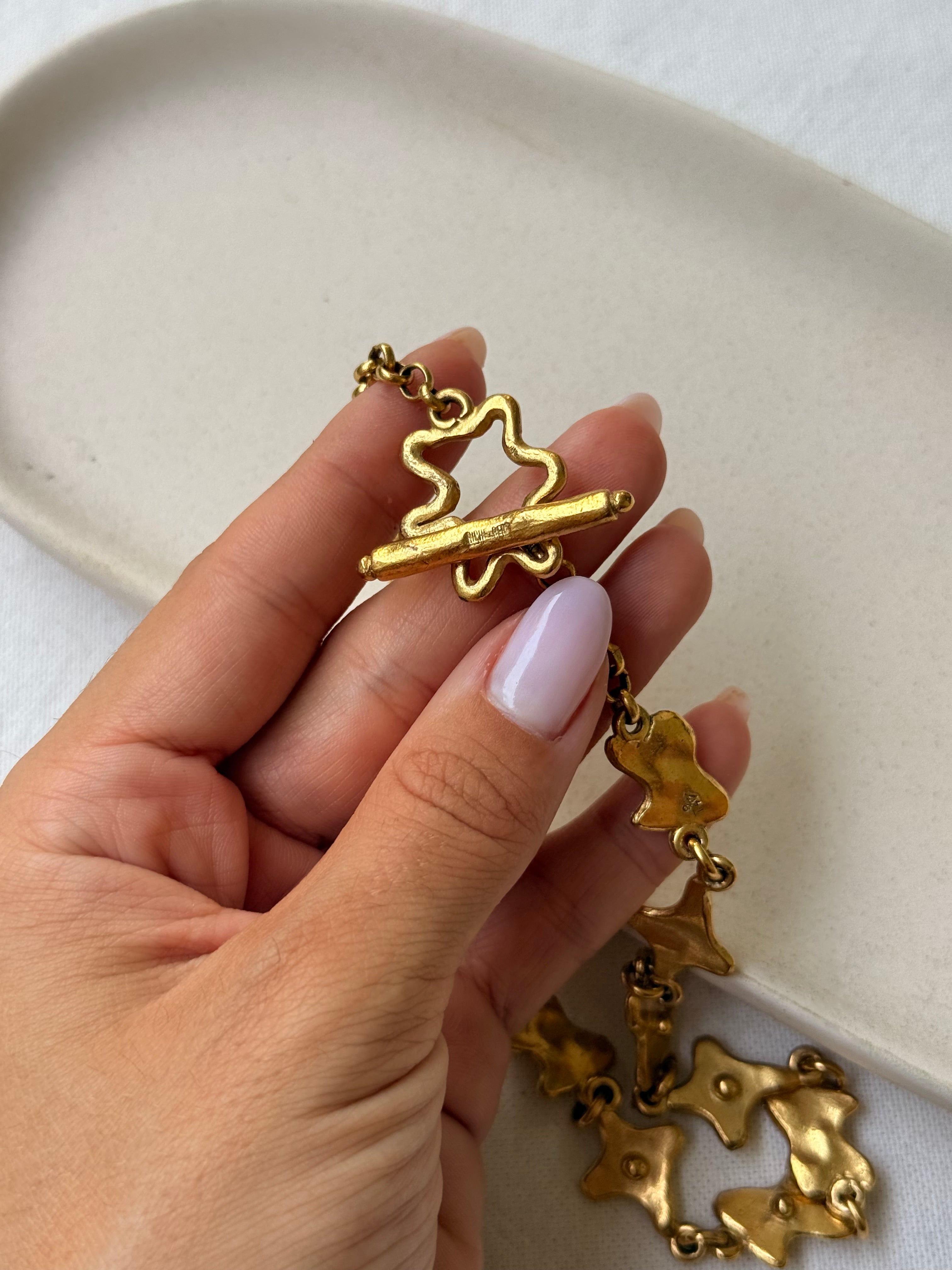 Collier Biche de Bere vintage - Maille formes dorée