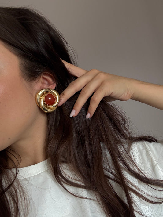 Boucles d’oreilles vintage - Torsadées terracotta