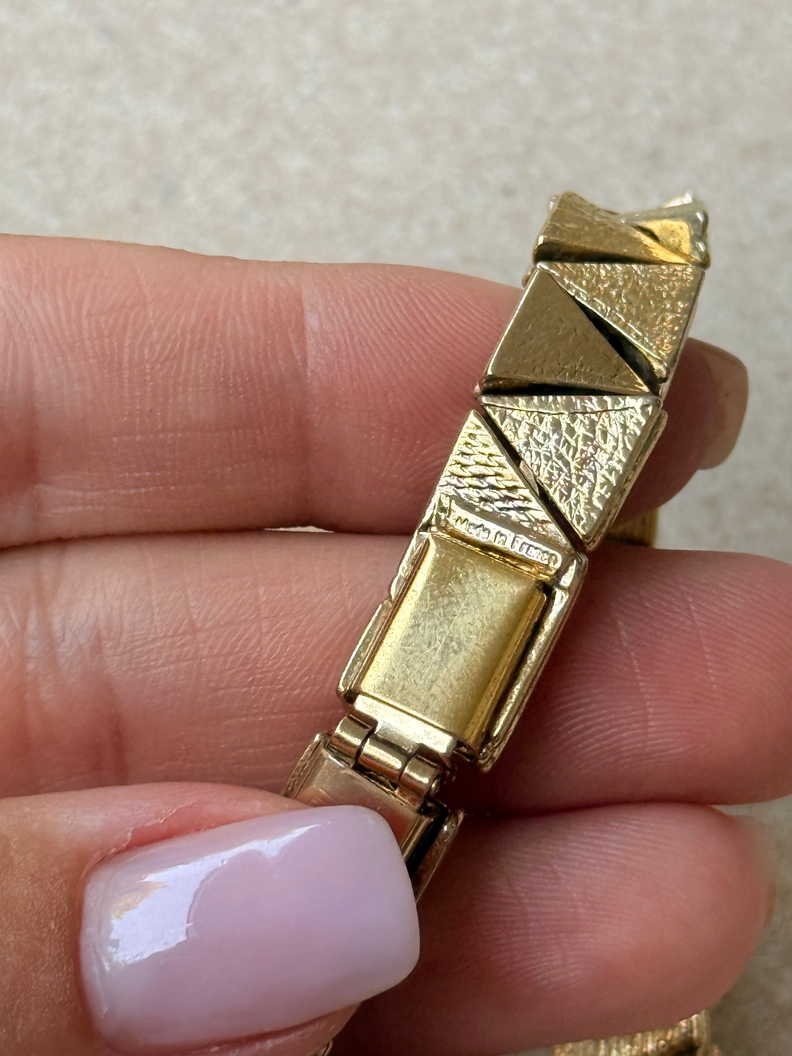 Collier Yves Saint Laurent vintage - Maillons triangulaires dorés