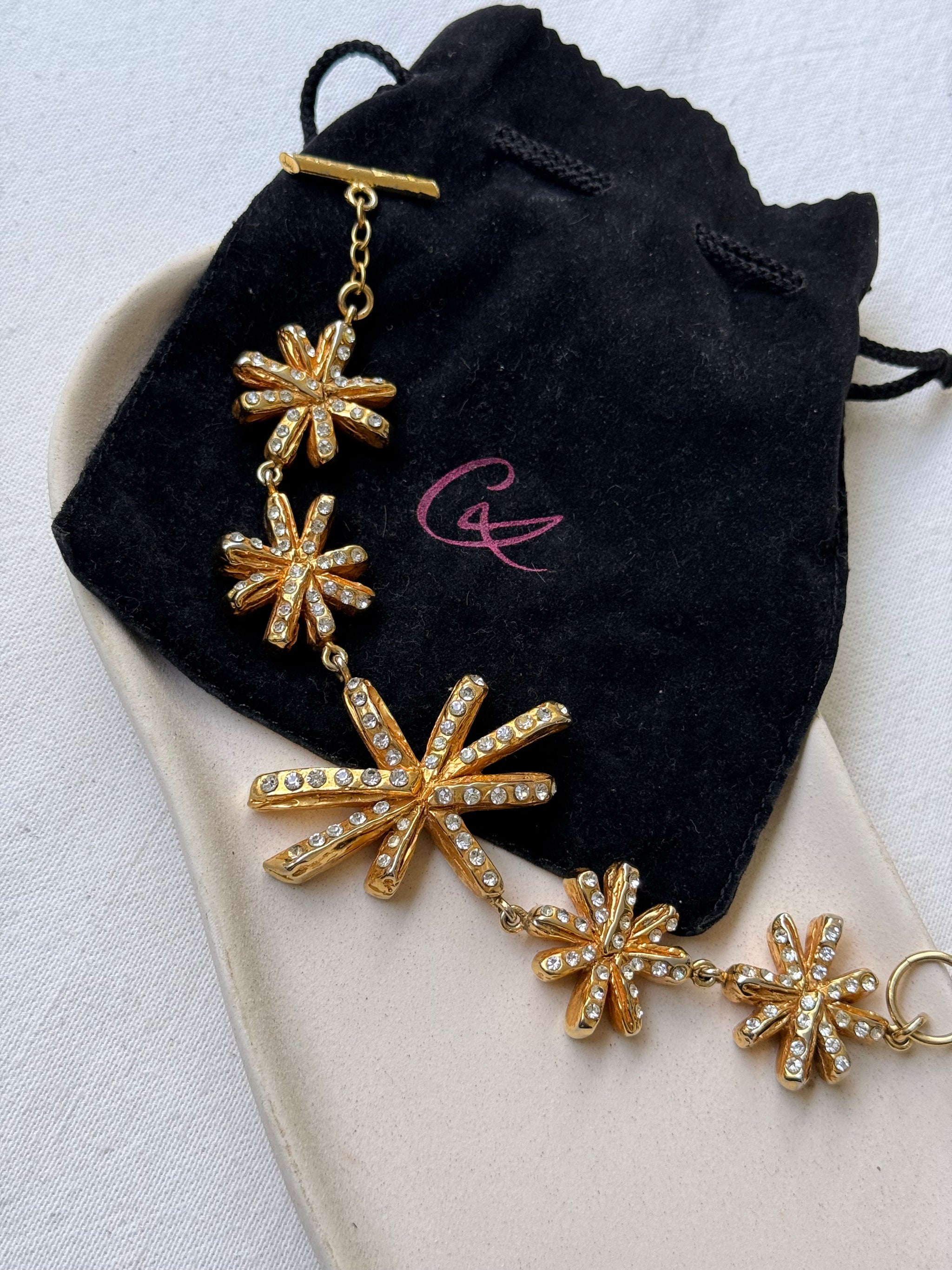 Bracelet Christian Lacroix vintage - Étoiles dorées et strass