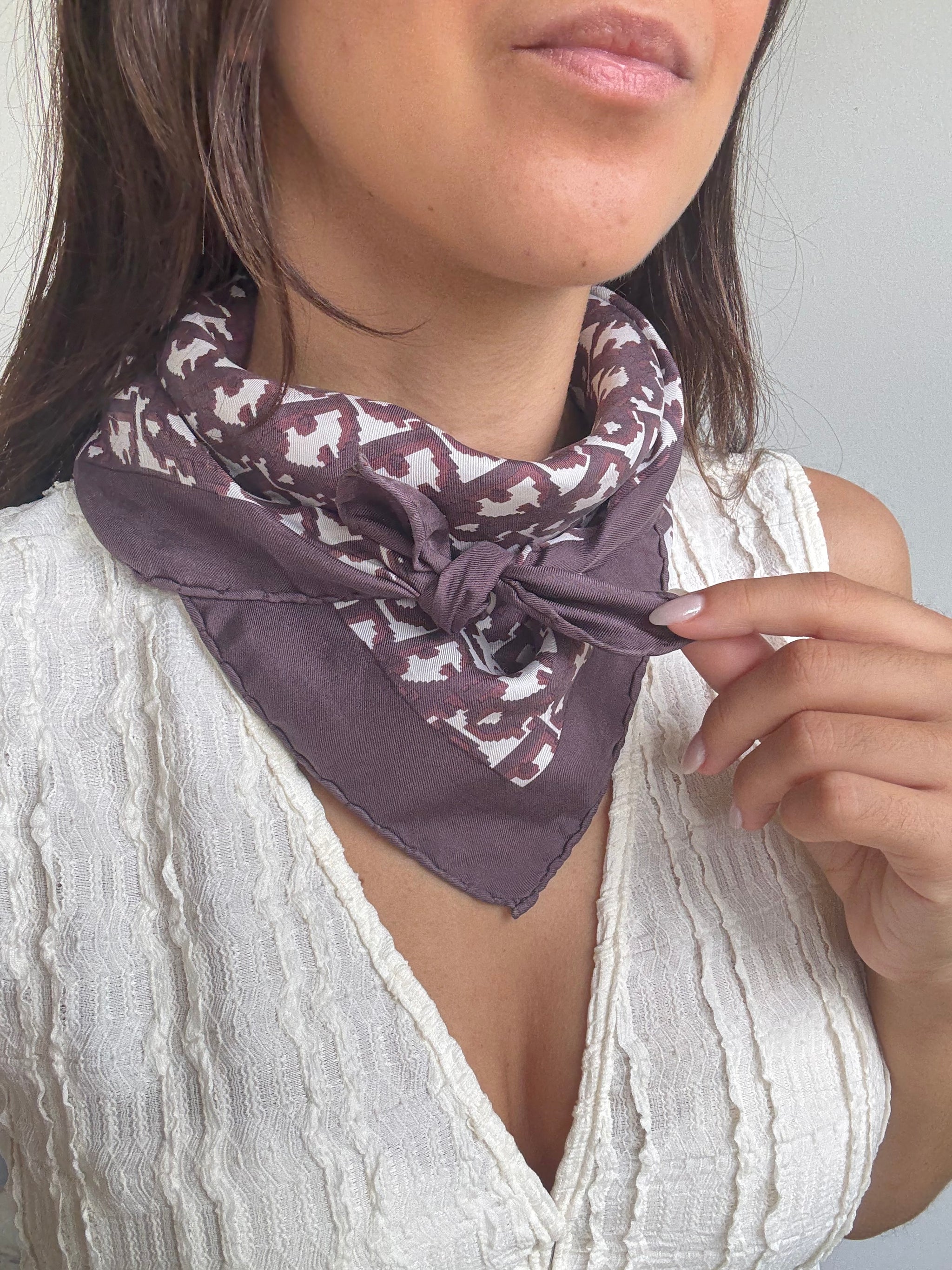 Foulard Christian Dior – Modèle monogramme prune