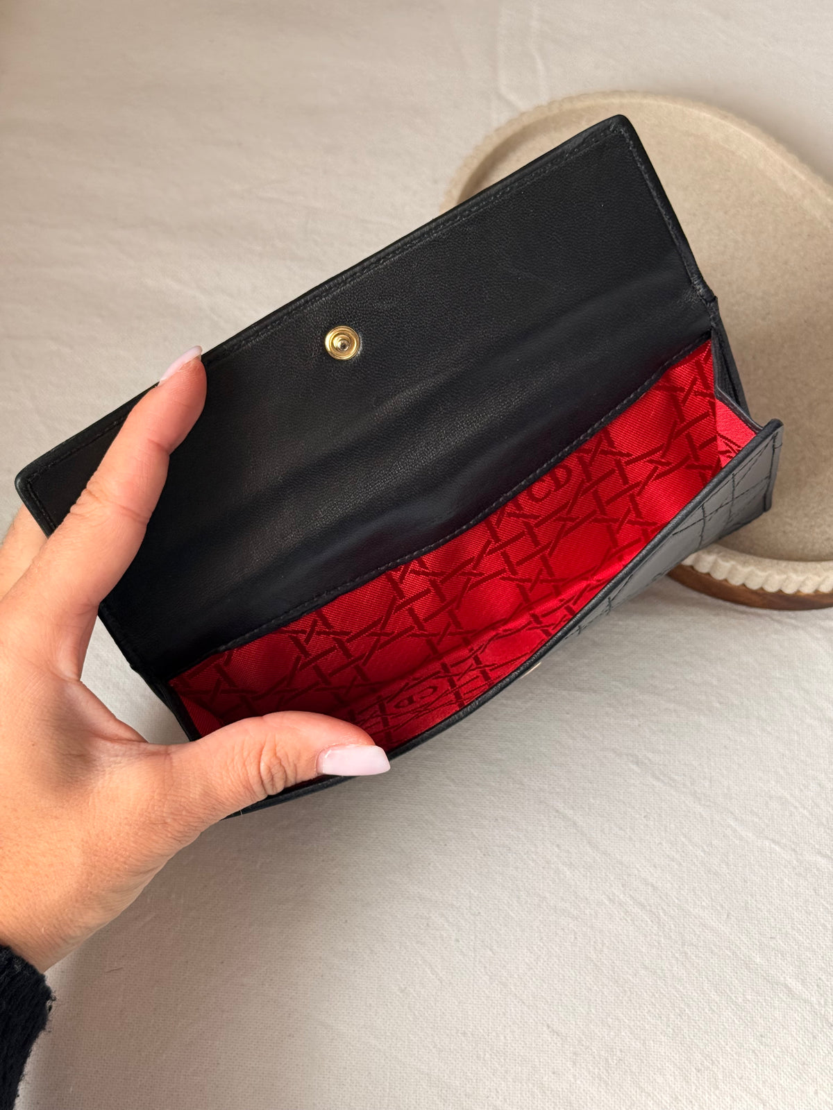 Portefeuille Christian Dior vintage - Cuir Cannage noir