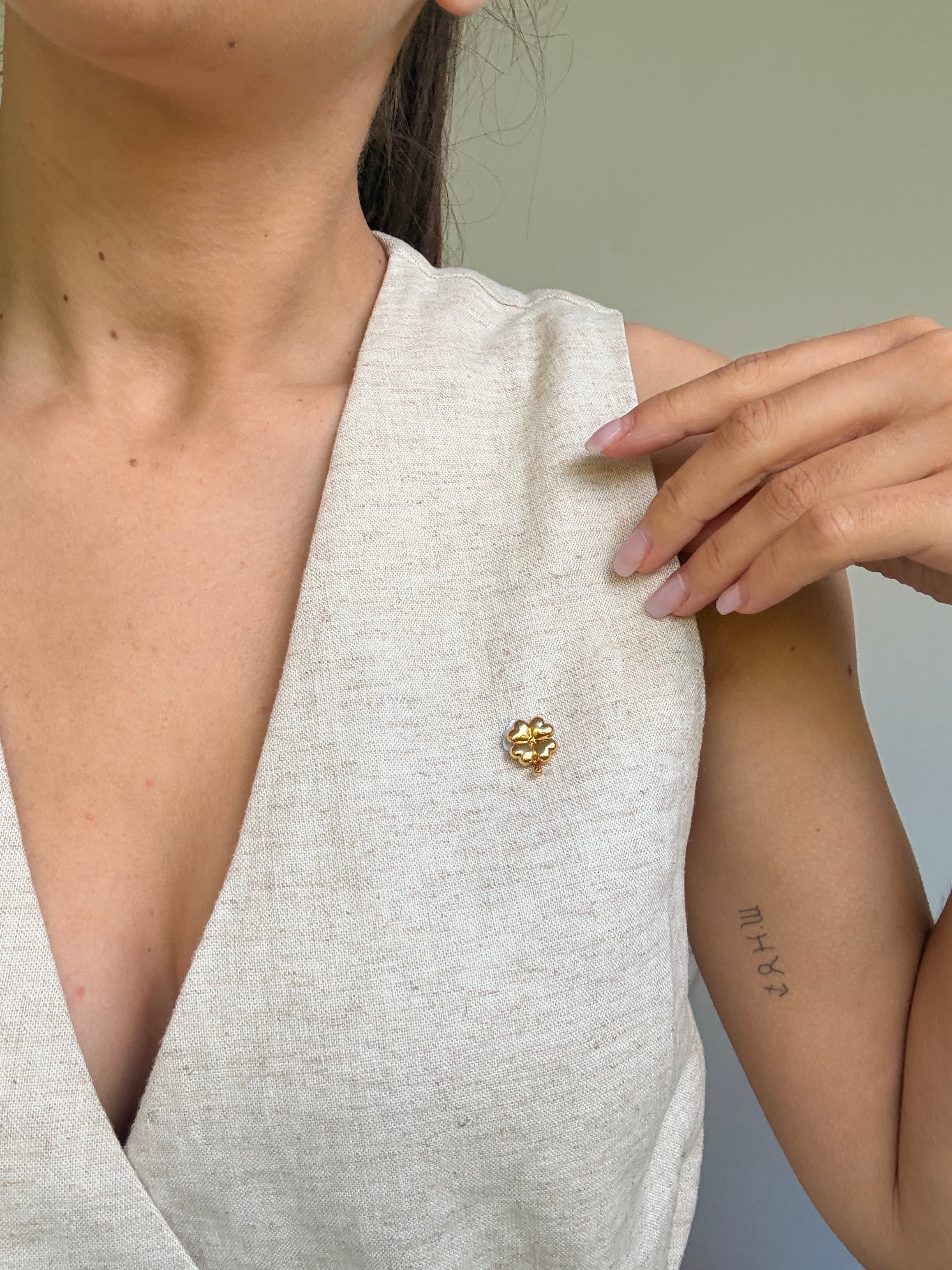Broche vintage - Trèfle à quatre feuilles