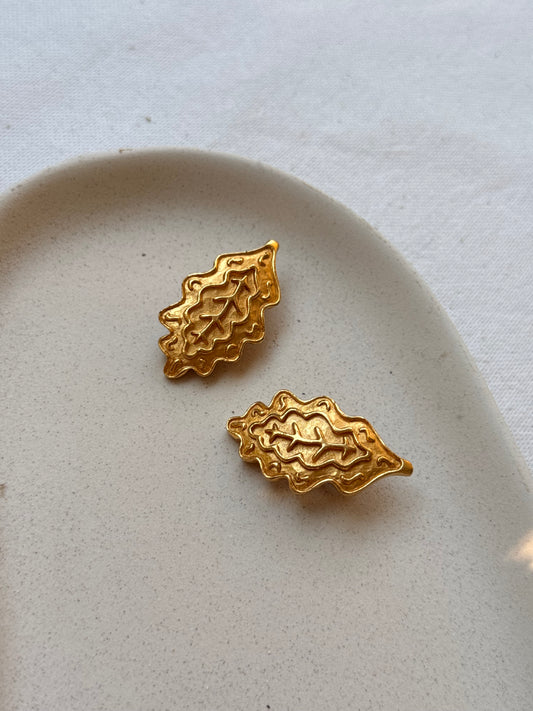Boucles d’oreilles Inès de La Fressage vintage - Feuilles dorées