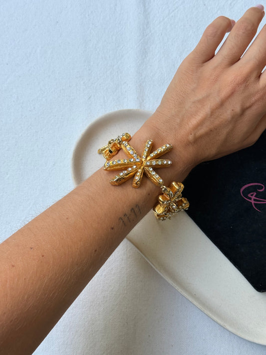 Bracelet Christian Lacroix vintage - Étoiles dorées et strass